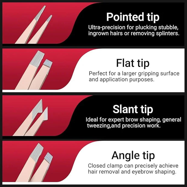 TsMADDTs Tweezers for Women Facial Hair, 8 in 1 Eyebrow Kit with Tweezers, Eyebrow Trimmer Scissors, Razor, Brush with Tra...