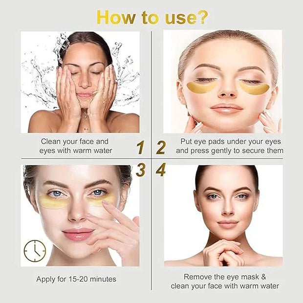 Under Eye Patches, 24K Gold Eye Mask, Eye Patches for Puffy Eyes and Dark Circles Reduce Eye Bags Fine Lines Smooth Wrinkl...