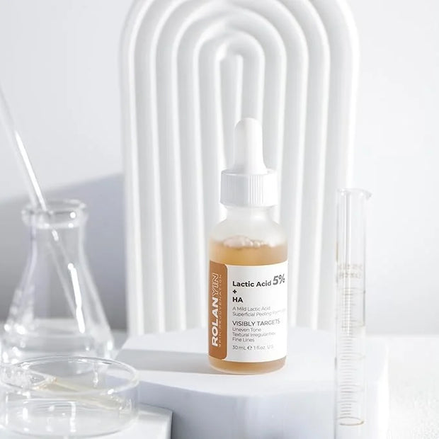 ROLANYIN Lactic Acid 5% + HA Facial Serum for Exfoliating Deep Hydration and Smoothing Skin Texture Nourishing Anti Aging ...