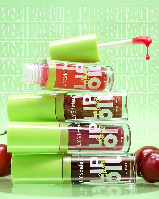 4 Colors Lip Oil Lip Glaze,Hydrating Tinted Plumping Lip Gloss,Clear Pink Shiny Glow Reviver Lip Care Oil,Longlasting Non-...