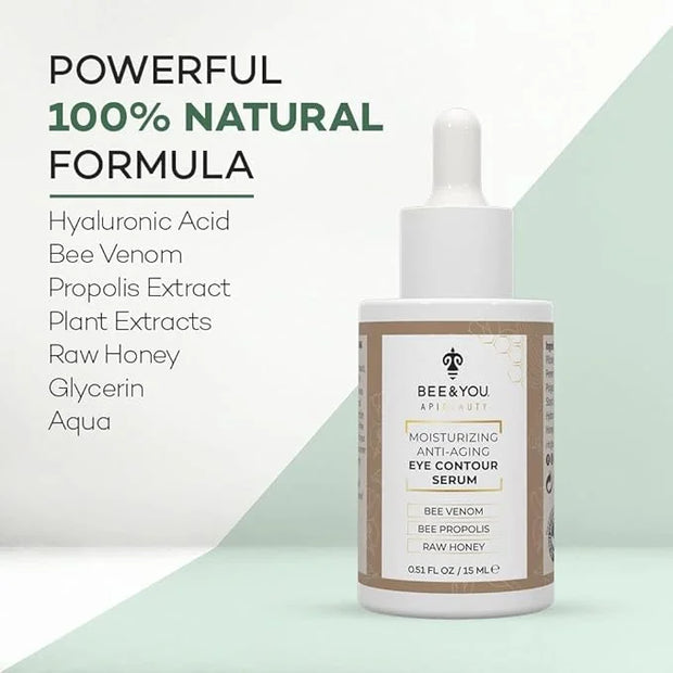BEE and YOU Eye Serum, Anti Aging, Anti Wrinkle Serum 100% Natural with Bee Venom, Propolis Extract, Raw Honey, Hyaluronic...