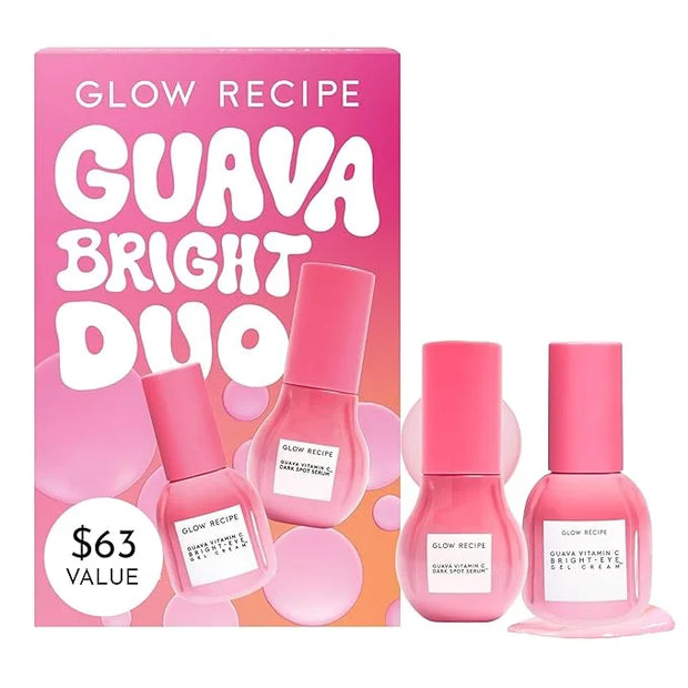 Glow Recipe Guava Brightening Korean Skincare Gift Set - Vitamin C Under Eye Cream Treatment + Hydrating Vitamin C Dark Sp...