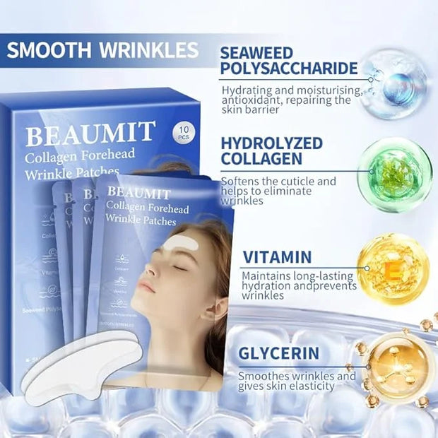 10pcs Masks | Collagen Forehead Anti-Wrinkle Treatments | Jelly Touch Mask | Skin-Friendly Hydrogel for Deep Hydration, Fi...