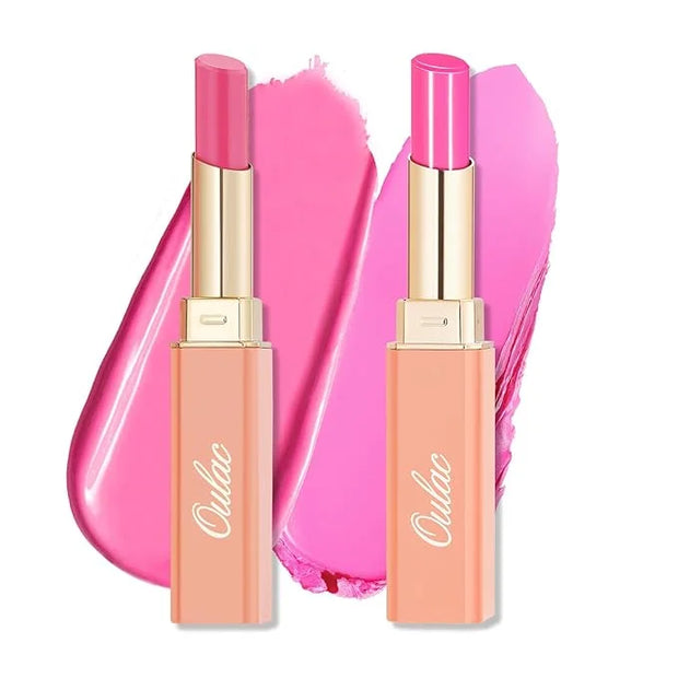Oulac Moisturizing Shine Lipstick For Women Christmas Set 2PCS, 2 in 1 Tinted Lip Balm for Winter, Hydrated Juicy and Glos...