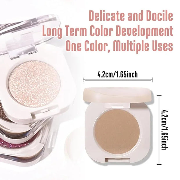 Matte Single Eyeshadow Palette Makeup for Green Blue Eyes, Light Brown Matte Eyeshadow For Old Women, Holographic Multichr...