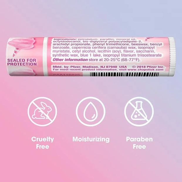 ChapStick Lip Moisturizer, Cotton Candy, 12-Pack – Limited Edition Bulk Lip Balm, Fun & Yummy, 0.15 Oz Ea - Product Image
