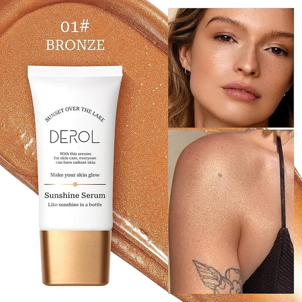 Instant Sunshine Bronzing Drops, Lightweight and Non-greasy Liquid Bronzer for Face Body, Glow Bronzing Serum Drops for Fl...