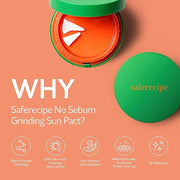 PESTLO Saferecipe No Sebum Grinding Sun Pact SPF 50+, PA+++ 0.63oz/ 18g- Grinding Dial Compact, Solid Cushion to a Soft Po...