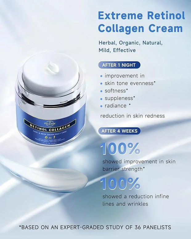 Retinol Cream for Face, Face Moisturizer with Collagen & Hyaluronic Acid, Anti Aging Neck Cream for Tightening Skin, Facia...