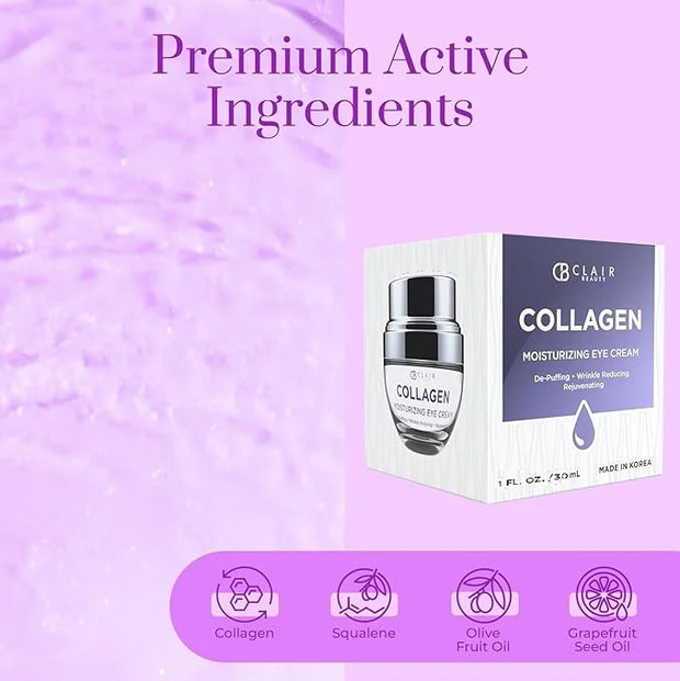 Collagen Eye Cream - Moisturizing, Plumping & Reduces Dark Circles & Wrinkles - Dermatologist Tested, Clean Beauty & Cruel...