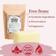 Cupuacu Butter Raw, Pure & Unrefined for Hair Growth & Dry Skin on Body and Face - Brazilian Body Butter Base for DIY Loti...