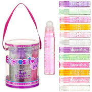 Expressions 12pc Roll On Lip Gloss Set with Carrying Case, 12-Piece Glossy Lip Makeup - Assorted Fruity Flavors, Non Toxic...