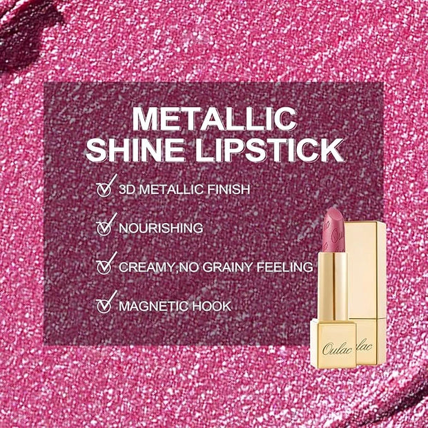 Oulac Pink Lipstick for Women with Metallic 3D Shine Lightweight Hydrating Formula, High Impact Lip Color, Vegan Beauty, F...