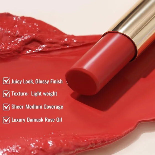 Oulac Moisturizing Shine Lipstick For Women Christmas Set 2PCS, 2 in 1 Tinted Lip Balm for Winter, Hydrated Juicy and Glos...