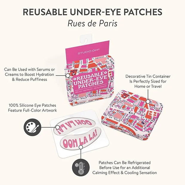 Studio Oh! Reusable Under-Eye Patches, Puffy Eyes Treatment and Under Eye Masks Skincare, 100% Silicone Eye Patches, Pairs...