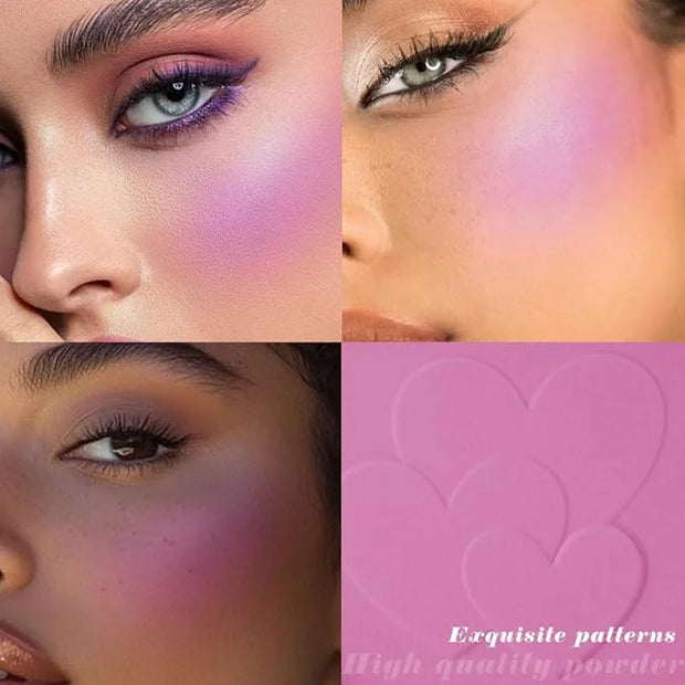Single Purple Matte Blush for Cheeks Face Blushes Makeup Palette, Rose Bean Monochrome Cream Blushes Palette Makeup for Ol...
