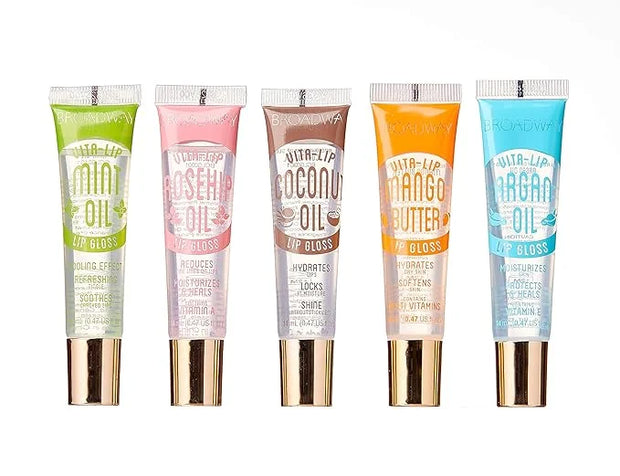 Ruby Kisses Broadway Vita-Lip Clear Lip Gloss (5 Pack Mint, Rosehip, Coconut, Argan Oil, Mango Butter), Ultra-Hydrating & ...