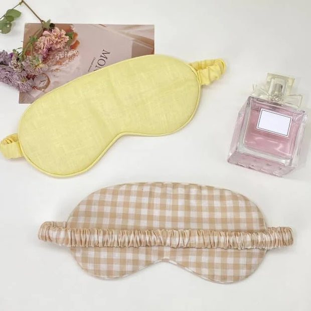 Linen Eye Mask for Girls,Travel Breathable Sleep Mask,Adjustable Strap, Hypoallergenic, Cooling with Travel Bag Gift Packa...