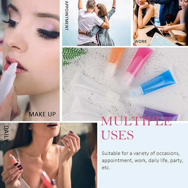 AMORIX 50PCS Lip Gloss Tubes 5ml White Cap Lip Gloss Containers Empty Lip Balm Tubes Cosmetic Lipgloss Tubes + 2 x 20ml Sy...
