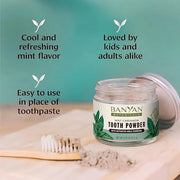 Banyan Botanicals Mint Cardamom Tooth Powder – Ayurvedic Fluoride-Free Toothpaste Alternative with Miswak & Activated Char...