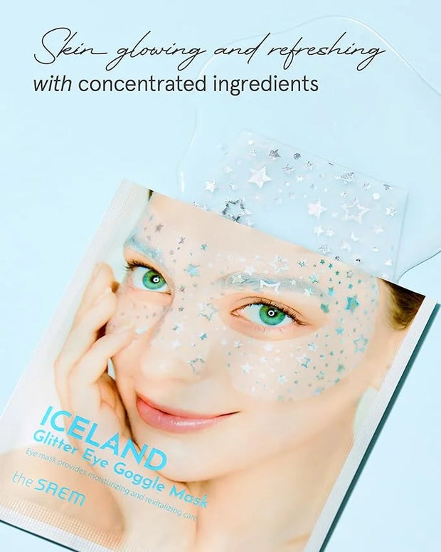 THESAEM Iceland Glitter Eye Goggle Mask - Refreshing & Hydrating Korean Eye Mask Patch for Puffy Eyes - Vitamin & Hyaluron...
