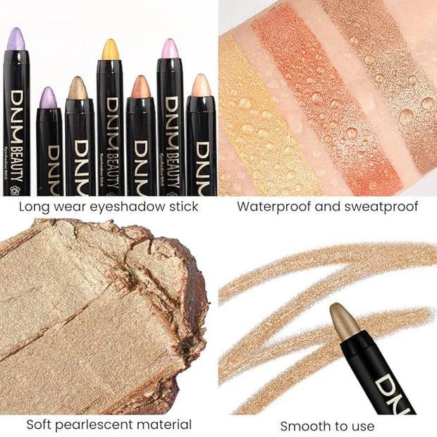 evpct Light Khaki Shimmer Cream Eye Shadow Brightener Sticks Set for Eyes, Khaki Shimmery Matte Pencil Eye shadow Applicat...