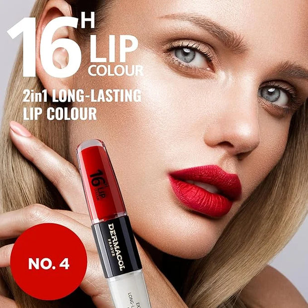 Dermacol NEW 16-Hour Lip Colour, Highly Pigmented Glossy Lip Stain, Two-Phase Lip Plumper Gloss, Kissproof Lip Makeup Prod...