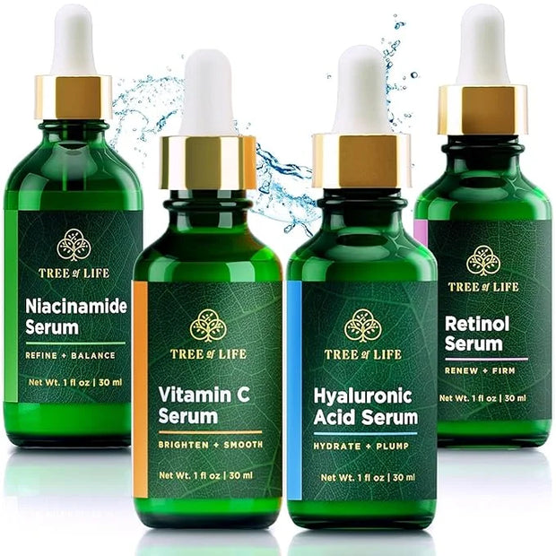 Tree of Life Beauty Facial Skin Care Set, Brightening, Firming, Hydrating, Dry Face, Dermatologist Tested - Niacinamide + ...