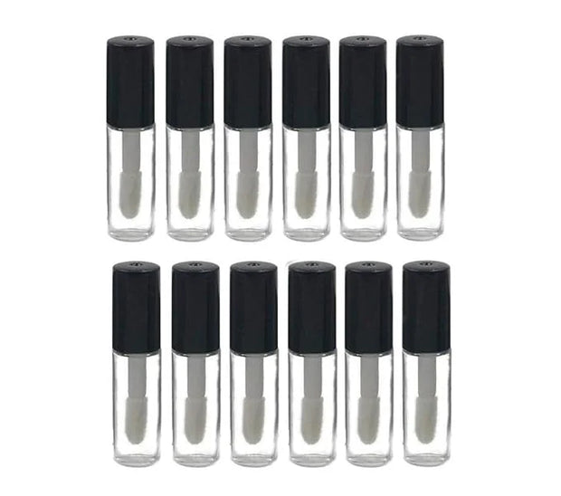 12Pcs 1.2ml Mini Empty Refillable Clear Plastic Lip Gloss Tubes Cosmetic Makeup Sample Packing Storage Container Vial Pot(...