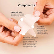 Vitamin C & Hyaluronic Acid Face Mask (5 Masks) + Eye Mask Patches with Vitamin C, Cucumber and Hyluronic Acid, Anti-Fatig...