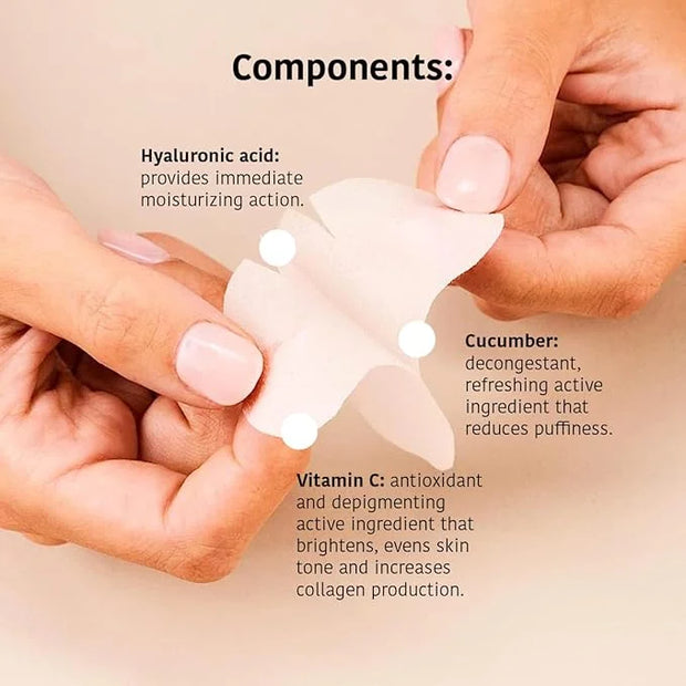 Vitamin C & Hyaluronic Acid Face Mask (5 Masks) + Eye Mask Patches with Vitamin C, Cucumber and Hyluronic Acid, Anti-Fatig...
