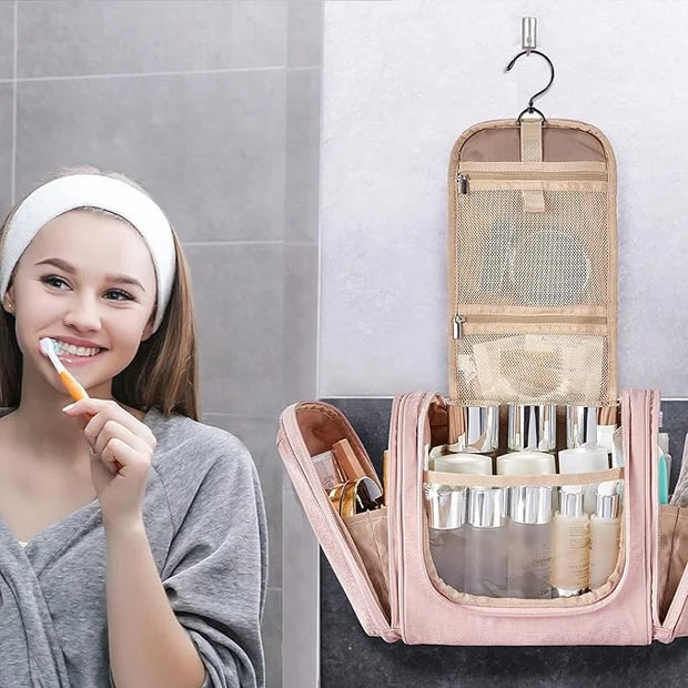 BAGSMART Toiletry Bag for Women, Travel Toiletry Organizer with hanging hook, Water-resistant Cosmetic Makeup Bag Travel O...