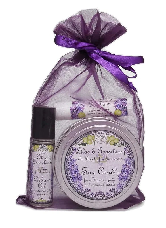 Lilac & Gooseberry Gift Set | Perfume with Soy Candle Tin and Lip Balm | Full Size Products | Yennefer Scent of a Sorceres...