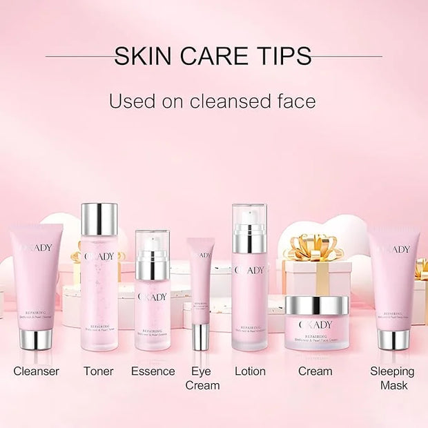 7-In-1 Skincare Gift Set With Facial Cleanser, Toner, Serum, Eye Cream, Lotion, Cream&Sleep facial mask, Moisturizing Skin...