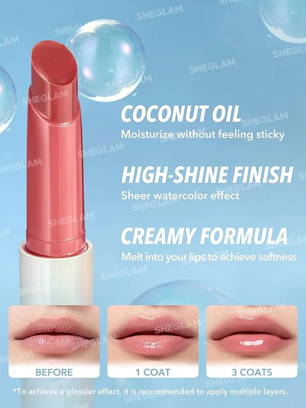 SHEGLAM PoutPerfect Moisturizing Solid Lip Gloss Non Sticky Lipstick with Coconut Oil - Pink Flamingo - Product Image