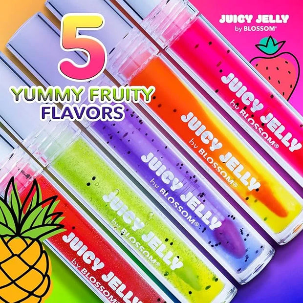 Blossom Juicy Jelly Moisturizing Lip Care Fruit Flavored Nourishing Lip Oil + Zodiac Sign Vanilla Scented Roll On Lip Glos...