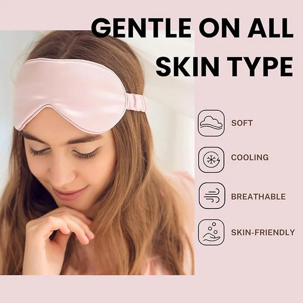 Silk Satin Sleeping Eye Mask, Pink Sleep Eye Mask Night Blindfold for Women and Men, Soft Breathable Blackout Eyeshade Eye...