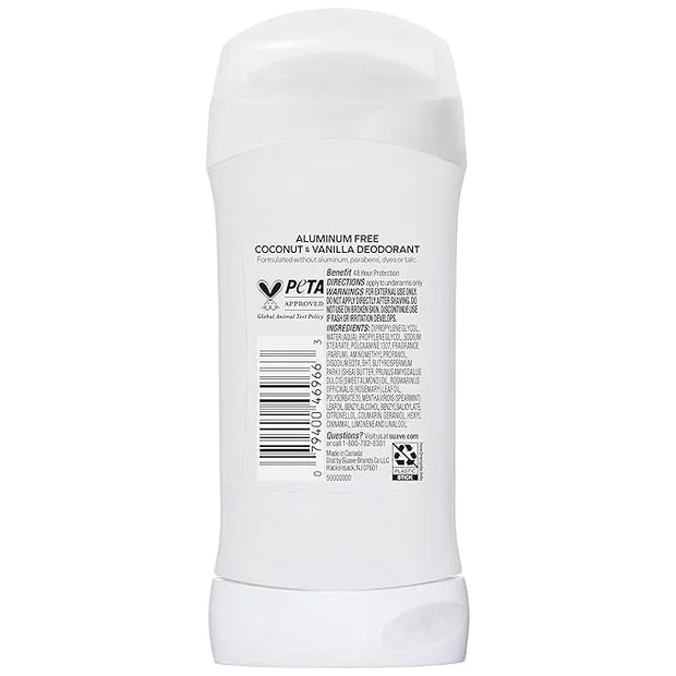 Suave Aluminum-Free Deodorant for Women, Coconut & Vanilla, 2.6 Oz - Product Image
