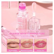 2PCS Color Changing Lip Oil,pink Big Brush Head Long Lasting Moisturizing Smooth Non-Sticky Transparent Plumping Lip Glow ...
