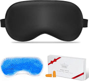 Eye Mask, Cooling Sleep Mask Gel Eye Mask for Sleeping, Black Silk Sleeping Mask for Travel, Gifts for Men Women, Stocking...