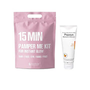 15 Min Pamper Me Kit & Papaya Moisture Cleanser (8pc): Ultimate Glow Korean Sheet Mask and Gentle Cleanser Set for Brighte...