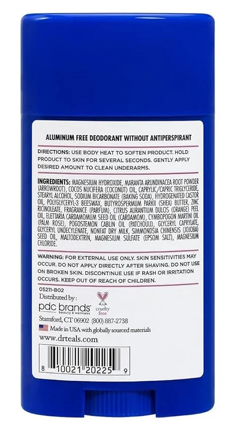 Dr. Teal's Rose & Milk Deodorant Gift Set (2 Pack, 2.65oz Ea) - Rose & Milk Formula - Aluminum Free with Magnesium - Essen...