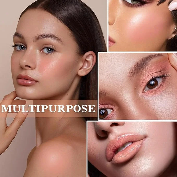 Cream Blush Stick with Brush and Makeup Sponge,Waterproof Multi Cream Makeup Stick,Lightweight,Long-lasting,2 in 1 Multi B...