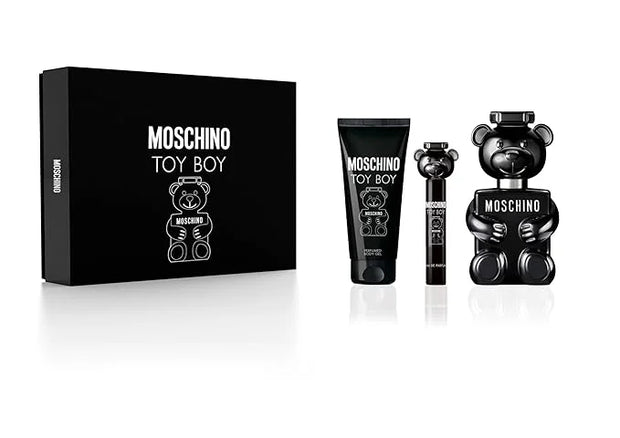 MOSCHINO Toy Boy 3 pcs Men's Perfume Gift Set - 3.4 Oz EDP Spray + 3.4 Oz Shower Gel + 10ml Mini EDP Travel Spray - HARD G...