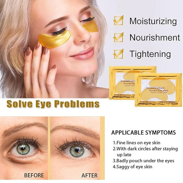 30 Pairs 24K Gold Lip & Under Eye Mask Set - Hydrating Gel Pads for Dry Lips & Dark Circles | Skincare with Hyaluronic Aci...