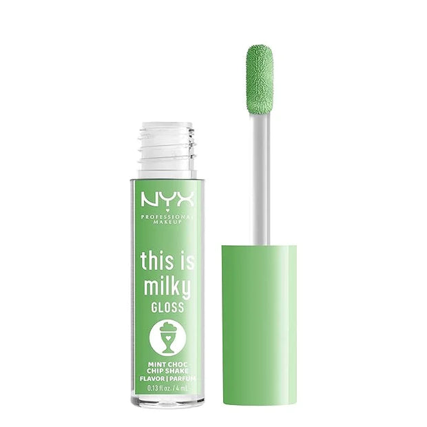 NYX PROFESSIONAL MAKEUP This Is Milky Gloss, Lip Gloss with 12 Hour Hydration, Vegan - Mint Chocolate Chip Shake (Mint Gre...