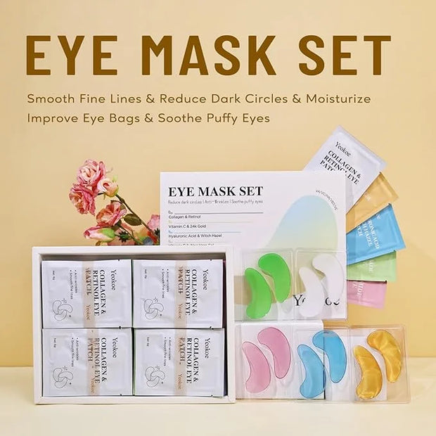 Under Eye Patches for Dark Circles,Eye Mask for Puffy Eyes With Collagen,Retinol,Vitmin C,Hyaluronic Acid and Niacinamide ...