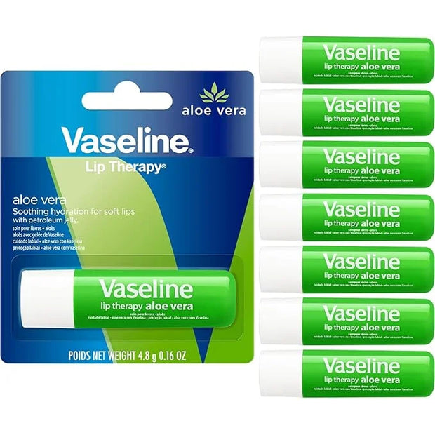 Vaseline Lip Therapy Aloe Fresh 8-Pack – Moisturizing Lip Balm for Very Dry Lips, 0.16 Oz Ea - Product Image
