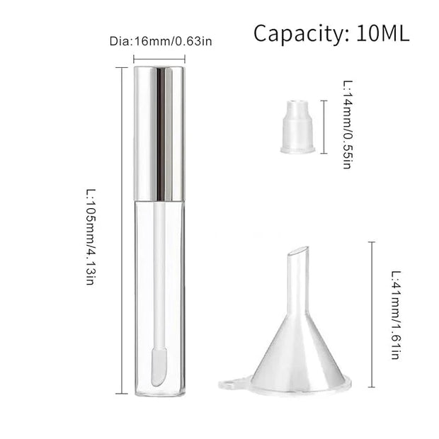 GTHER 10PCS 10ML Empty Lip Gloss Containers Tube with Wand, Refillable Lip Balm Bottles, Lipstick Sample Container and Fun...