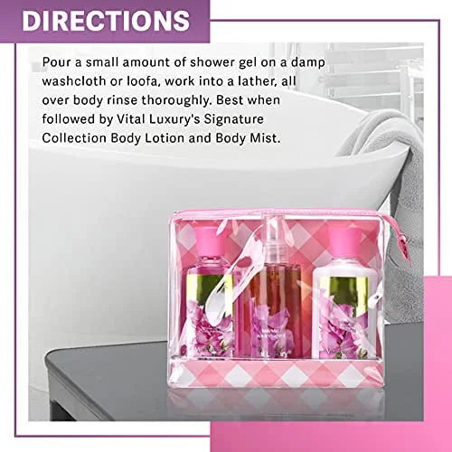Bath & Body Care Travel Set Pea Flower Scent Home Spa Set with Body Lotion, Shower Gel and Fragrance Mist - Product Image
